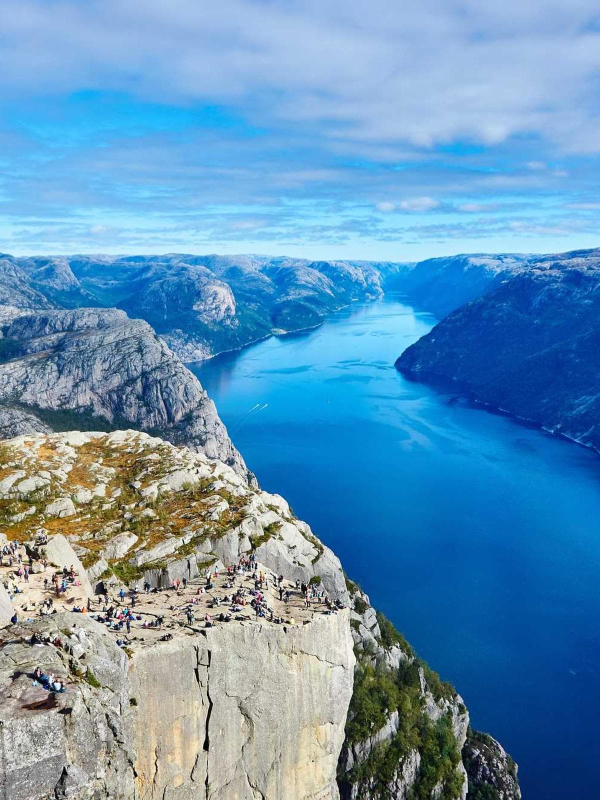 Sunlit coastline cliffs